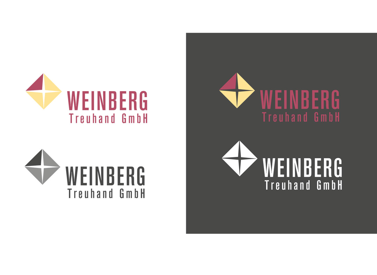Weinberg Treuhand GmbH in Zürich, Bruno Theen, Briefschaften, Logo, Fotografie, Webdesign