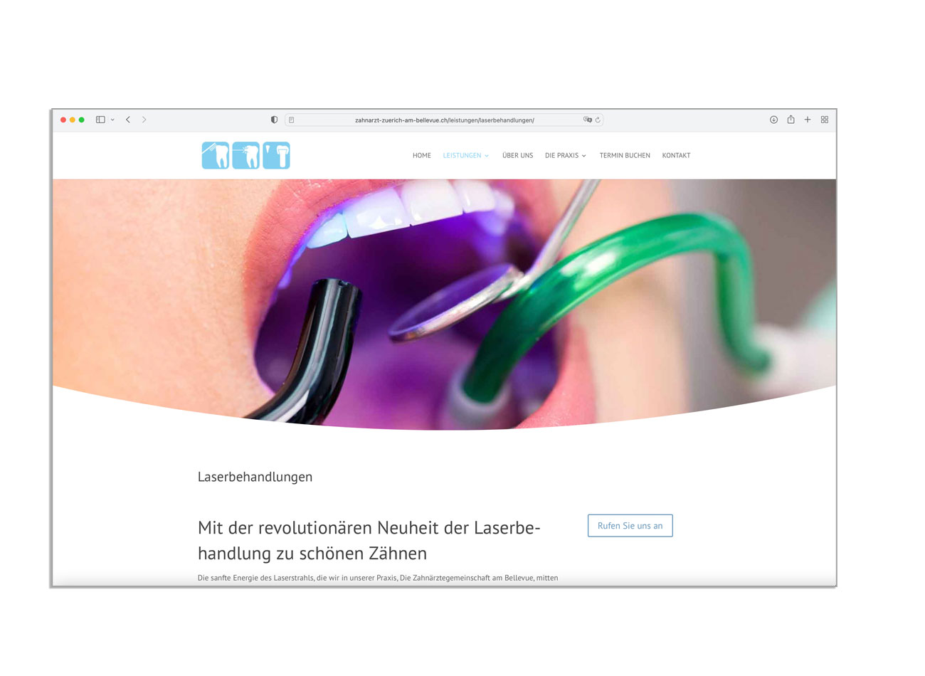 Zahnarzt Praxis Zürich. Zahnarztgemeinschaft am Bellvue in Zürich. Webdesign